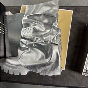 Silver Slouchy Boots